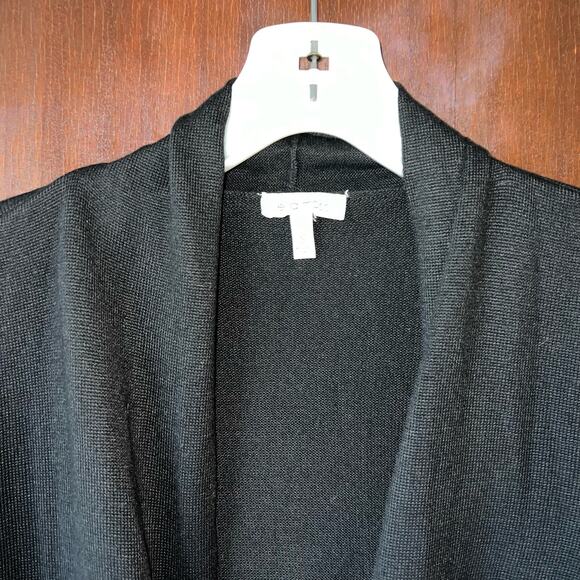 EUC Ella Moss Knit Cardigan Sweater Black Womens Sz Small Long Open Front - Picture 3 of 9